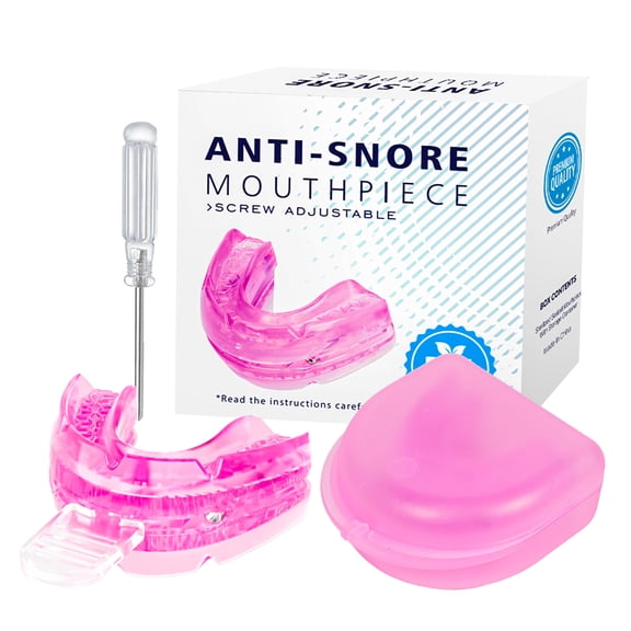 Suodoka Adjustable Anti Snoring Device Mouth Guard with Storage Case for Anti Teeth Grinding, Nighttime Dental Protector & Sleep Aid, Pink (8.00 x 8.00 x 4.00 Inches / 20.3 x 20.3 x 10.2 cm)