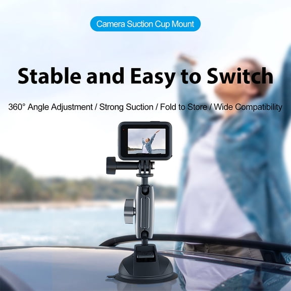 Suodoka Aluminum Alloy Suction Cup Mount with Double Ball Head 1/4 Inch Screw Replacement for Action Cameras 11 10 9 ILDC Smartphone Car Window Mount Heavy Duty Accessory