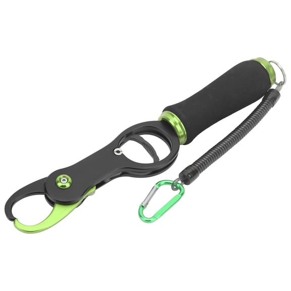Suodoka Aluminum Fish Lip Grip with EVA Handle, Green Fishing Controller Tool with Lanyard Rope, 12.2 inches / 31 cm
