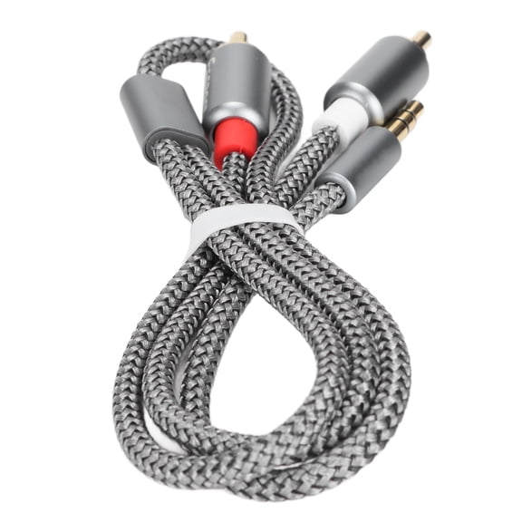 Suodoka Audio Adapter Auxiliary Cable Lossless Stereo Shielded 3.5mm to 2RCA Audio Splitter Cord for Laptops Desktops, 1.6 ft / 0.5 m Length, Dark Gray