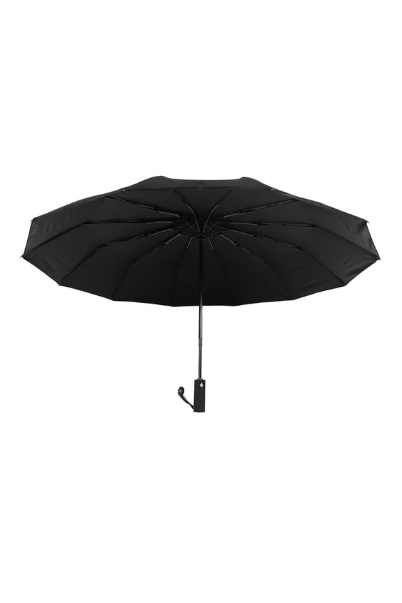 Automatic Folding Umbrella Graphite Black 12 Ribs UV Protection Windproof Auto Open Close Compact Portable Travel Rain Umbrella for Adults Teens Everyday Use