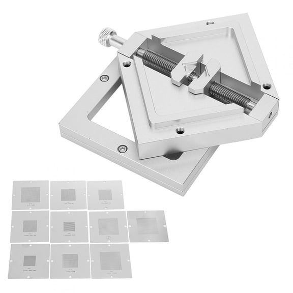 Suodoka BGA Reballing Rework Station Diagonal Template for Computer CPU Mobile Phone Welder Kits HT-90 with 10 Universal Steel Mesh, Silver, 5.91 inches / 15 cm for Professional Electronics Repair