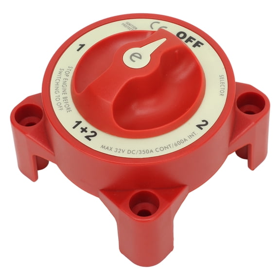 Suodoka Battery Selector Switch Rotary Knob 3 Studs 350A 32V Battery Disconnect Switch for RV Marine Automotive 9001E (4 Position) - Heavy Duty Power Cut Off Isolator Master Switch
