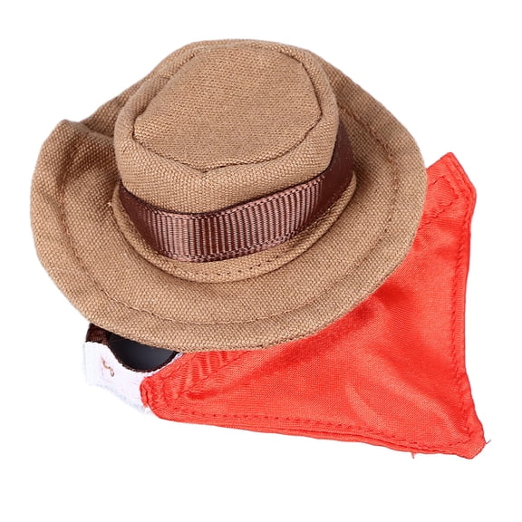 Suodoka Bearded Dragon Cowboy Hat and Bandana Halloween Reptile Costume Cap with Removable Bib for Lizard Hamster Small Animal Coffee One Size (Approx. 3.54 in / 9 cm) [cite: 1, 9]