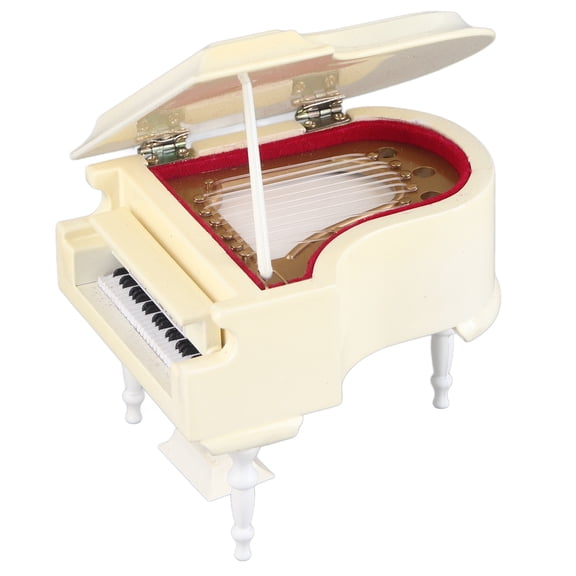 Suodoka Beautiful Wooden Miniature Piano Replica with Bench and Case, Exquisite Instrument Model Music Gifts Ornaments in White for Home Decor, 3.9 inches / 10 cm