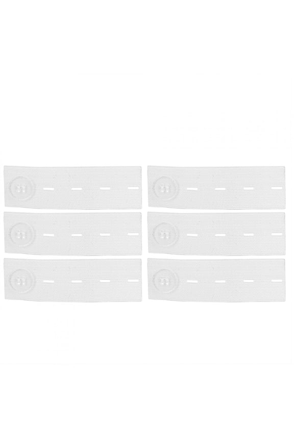 Belt Extension Buckle Adjustable Maternity Waistband Extender Button Elastic Pants Lengthener, White, 3.3 inches / 8.3 cm, 6 Pack