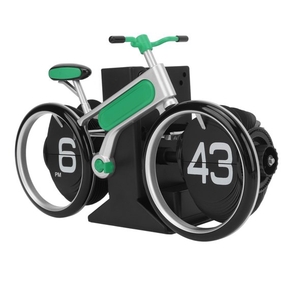 Suodoka Bicycle Flip Clock, Creative Automatic Flip Down Desk Clock for Home Office, Green
