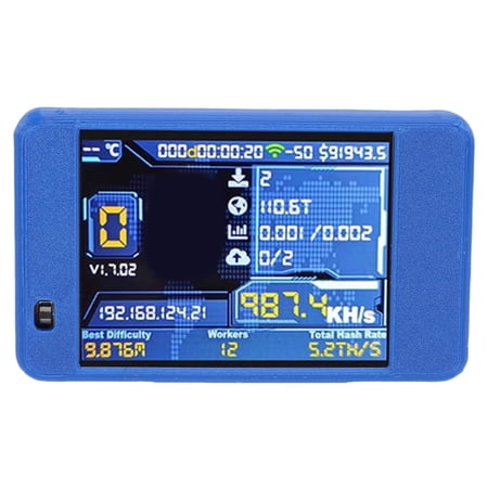 Suodoka Bitcoin Miner USB Plug and Play Bluetooth WIFI 1060KH/s 2.8 Inch Display Solo Lottery Miner for Crypto Enthusiasts, Blue