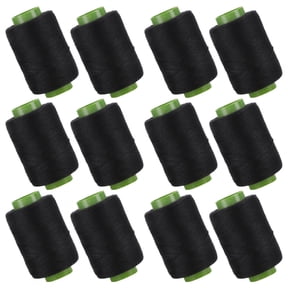 Suodoka Black Polyester Sewing Thread Spools, 328 Yards (300m) Per Roll, Embroidery and Quilting Stitching, 12 Count