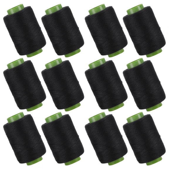 Suodoka Black Polyester Sewing Thread Spools, 328 Yards (300m) Per Roll, Embroidery and Quilting Stitching, 12 Count