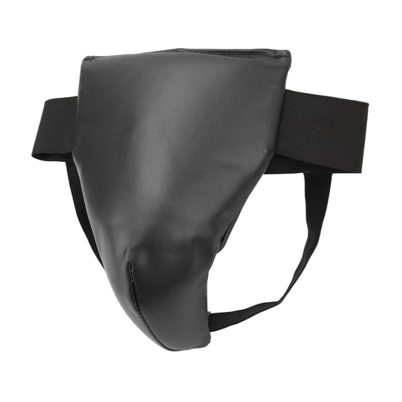 Suodoka Boxing Groin Guard Shield PU Leather Shock Resistance Protective Training Cup for MMA Muay Thai Martial Arts, Black, S (43.3-55.1 inches / 110-140 cm)