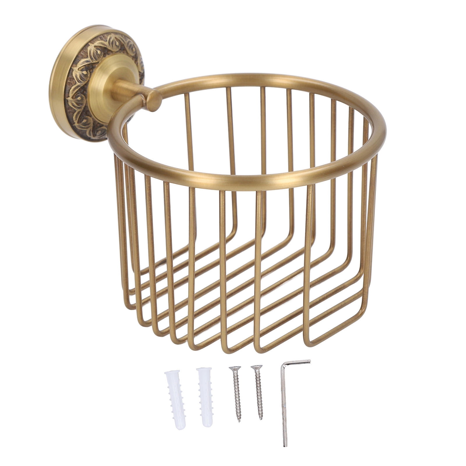 Suodoka Brass Antique Toilet Roll Holder – Punch‑Free, Stable Wall‑Mount Paper Towel Rack for Bathroom