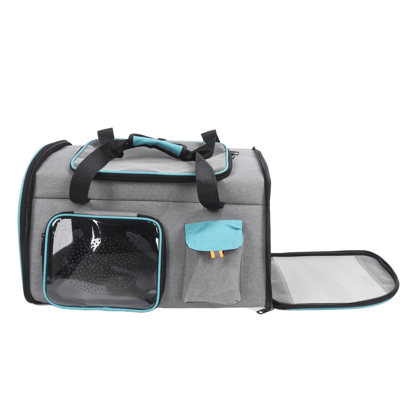 Suodoka Breathable Mesh Pet Carrier Backpack, Large Capacity Portable Cat & Dog Carrier Bag for Outdoors Travel, Grey/Blue