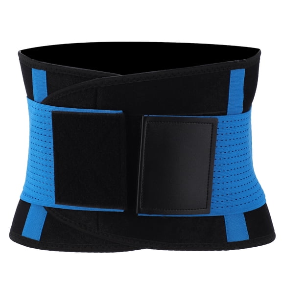 Suodoka Breathable Warming Waistband Soft Adjustable Abdominal Wrap Waist Back Support Belt Fitness Exercise Waist Trimmer Trainer Body Shaper Belt Core Workout Gear Blue L