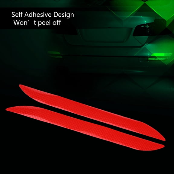 Suodoka Car Reflective Safety Sticker High Visibility Night Driving Auto Decal Prismatic Light Reflection Warning Tape Alert Decor Accessories for Cars Trucks, 2Pcs (11 x 1.2 inches / 28 x 3 cm, Red)
