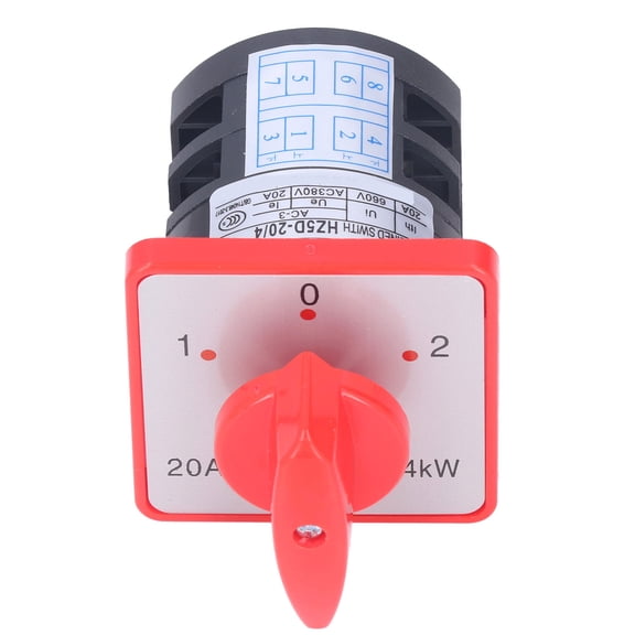Suodoka Changeover Switch 2 Pole 3 Position Cam Selector Control Switch for Motor AC 380V 20A 4kw, 4.33 inches / 11 cm