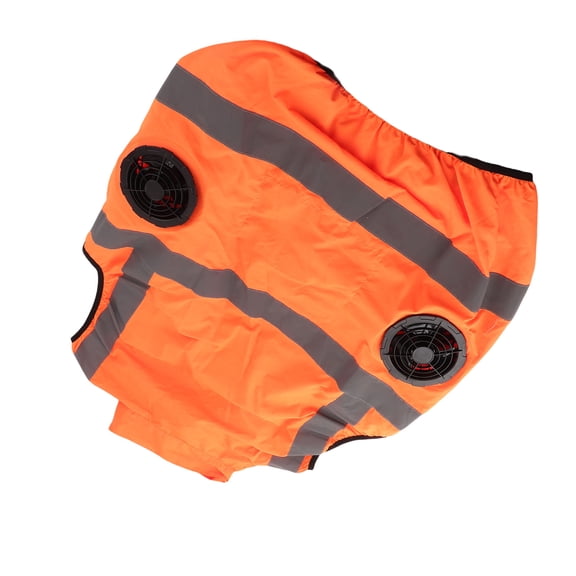 Suodoka Cooling Fan Safety Vest for Construction Work Reflective High Visibility Air Conditioned Jacket with 5V USB Fans Fluorescent Orange XXL (180 cm / 70.1 in)