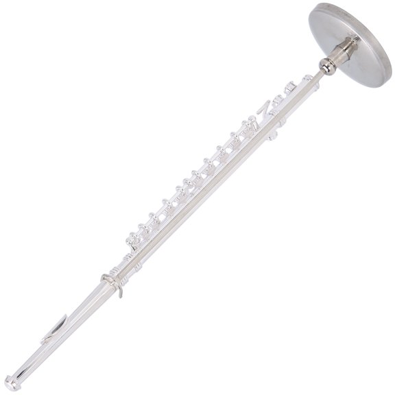 Suodoka Copper Miniature Flute with Stand Mini Musical Instrument Model Accessory Gift (Silver) - 6 inches / 15.3 cm