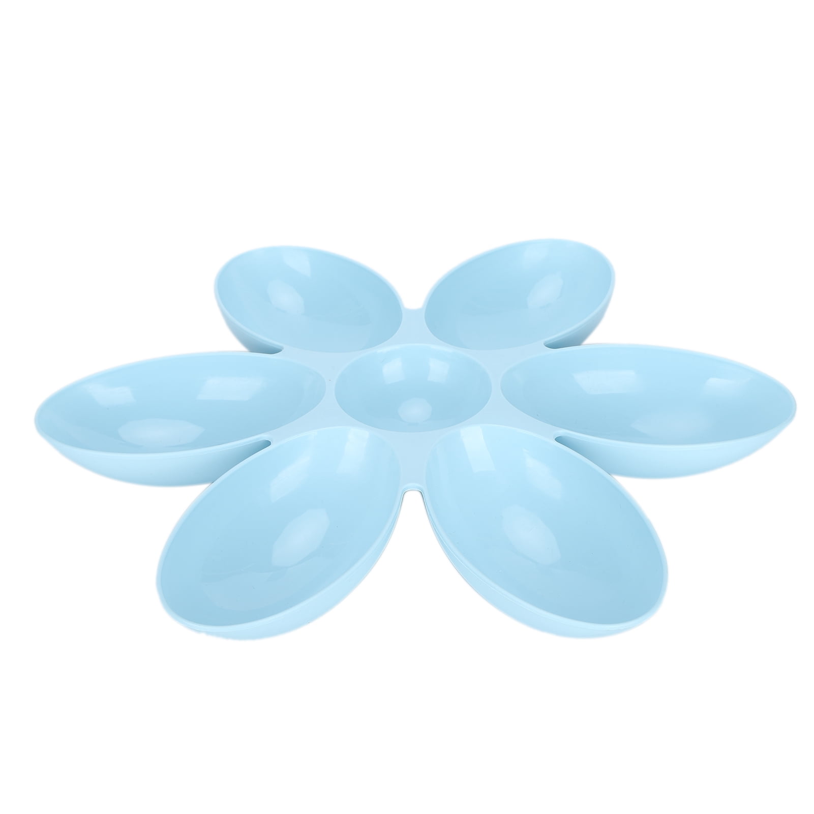 Suodoka Creative Flower Petal Shaped 6-Grid Slow Feeder Cat Bowl Food Grade Plastic Pet Feeding and Water Station, Portable Multipurpose Dietary Dish for Indoor Cats (Blue, 16.3 in / 41.5 cm)