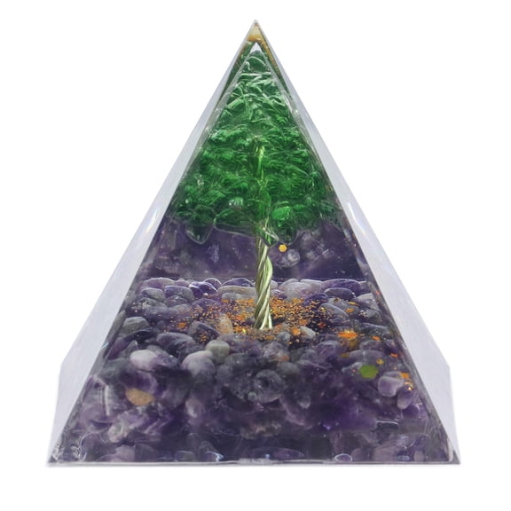 Suodoka Crystal Pyramid Orgone Energy Healing Ornaments 6cm HandDecorated Chakra Pyramid with Pearl Cotton Cushion, Ideal for Yoga, Meditation & Home Dcor