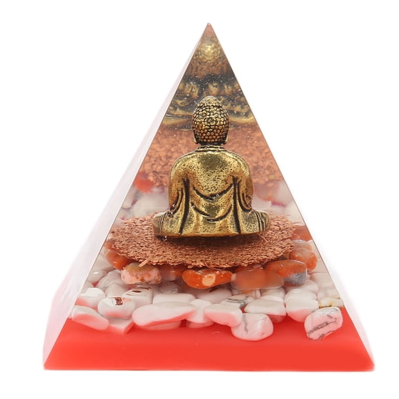 Suodoka Crystal Pyramid Orgone Energy Stone Buddha Epoxy Figurine Handicraft to Relieve Stress for Household Decoration Office Desktop Living Room Bedroom, 2.36 inches / 6.0 cm