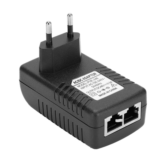 Suodoka DC 48V 0.5A Power Supply Injector 24W POE Adapter Plug 110-240V Input Ethernet Network Injector Black Universal Fit for IP Cameras VoIP Phones (3.94 inches / 10 cm)