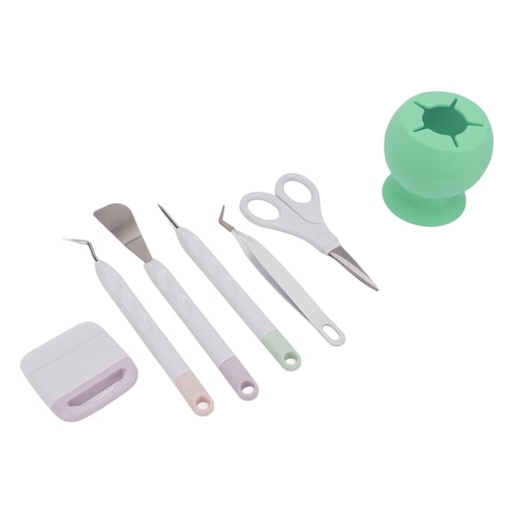 Suodoka DIY Craft Tools Easy Operation Scrapbooking Embossing Engraving Silhouette Kit with Silicone Storage Box, 7 Pieces, Green