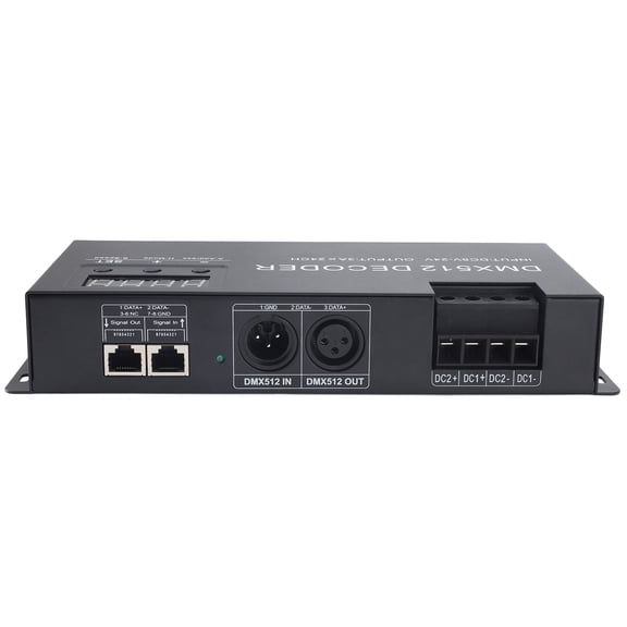 Suodoka DMX Decoder 24 Channel Digital Display Dimming Driver LED DMX512 Controller for RGB Strip Light DC 524V, Black, 10.6 inches / 27 cm