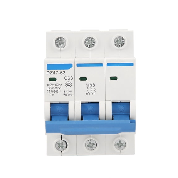 Suodoka DZ47-63 3 Pole 63A Residual Current Circuit Breaker 220/380V AC Mini RCCB Switch for Home Improvement (3.15 x 3.15 x 1.97 inches / 8 x 8 x 5 cm)