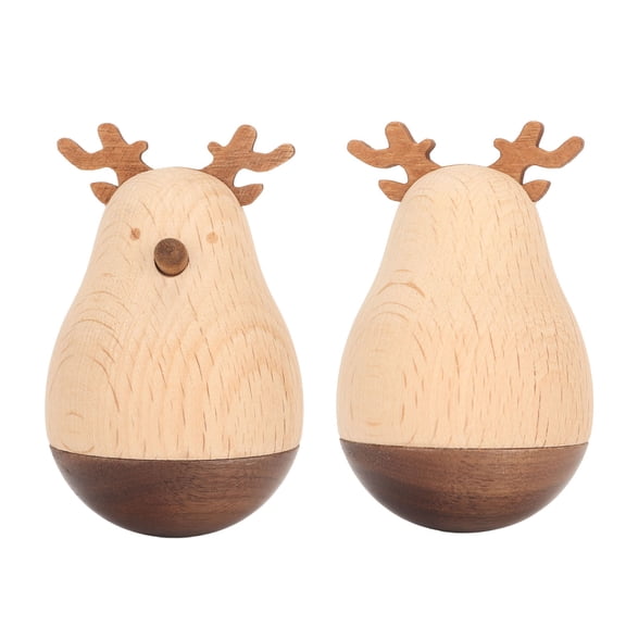 Suodoka Deer Wobbler Cute Exquisite Sturdy Durable Wood Decorative Eye Catching Roly Poly Toy for Kids Home School 2.8 inches / 7 cm Desk Ornament