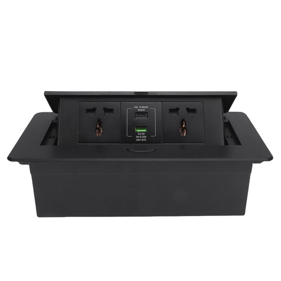 Suodoka Desktop Pop Up Outlet Recessed Power Strip 220V 16A 4000W with 20W USB-A & Type-C Ports Aluminum Alloy Hidden Socket for Office Conference Room (11.02 inches / 28 cm)