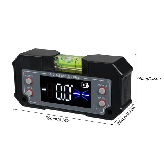 Suodoka Digital Angle Gauge and Magnetic Level Finder, XY Axis Inclinometer for Woodworking, Black (3.74 in / 9.5 cm)