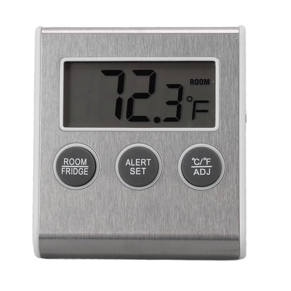 Suodoka Digital Fridge Thermometer Alarm Memory Function Small Freezer Temp Accessory with Magnet for Laboratory Home Kitchen Use White (2.48 in / 63 mm)