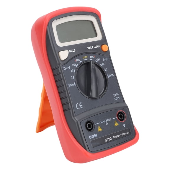 Suodoka Digital Multimeter DC AC Voltmeter LCD Backlit Display 200mV to 600V Electrical Voltage Meter Tester with Test Probes & Carrying Bag, Auto Polarity Display