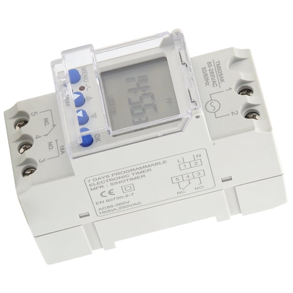 Suodoka Digital Timer Switch Din Rail Large Screen Display Programmable 16A, 110-240V, 3.94 inches / 10 cm[cite: 1]