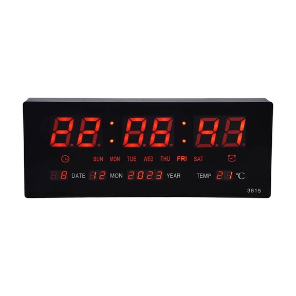 Suodoka Digital Wall Clock LED Clear Display Accurate Timing Plug in Use Luminous Mute Wall Timer for Conference Room 100-240V UK Plug, 14.4 inches / 36.6 cm