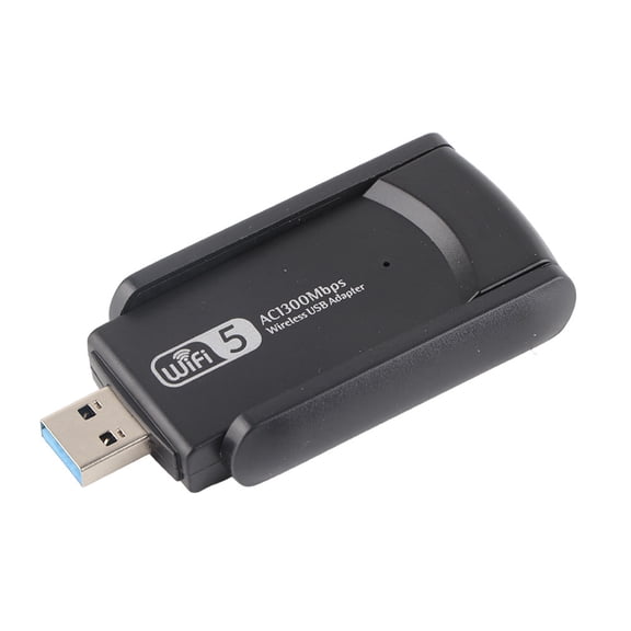 Suodoka Dual Antenna USB 3.0 WiFi Wireless Adapter Network Card 1300Mbps with Disk, 2.4G/5G Dual Band Network Dongle for Desktop Laptop PC, High Speed Connection, Black (4.72 inches / 12 cm)