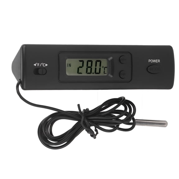 Suodoka Dual Probe Refrigerator Thermometer with High Accuracy LCD Digital Wired Temperature Sensor and 12 Hour Clock, Fahrenheit and Celsius Display (4.6 x 1.2 x 1.1 inches / 11.8 x 3.0 x 2.8 cm)