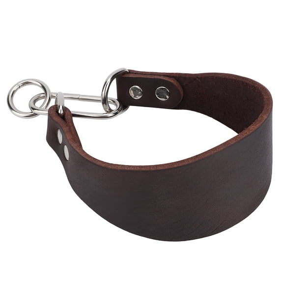 Suodoka Durable Portable Widen Artificial Cowhide Leather Pet Collar for Small Dog Greyhound Whippet with Strong Double Rivet Fixing Brown Size 13 inches / 33 cm