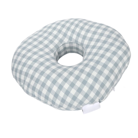 Suodoka Ear Pillow Round Blue Gingham Cotton Zipper Ear Piercing Pillow with Hole for Pressure Sore Relief CNH Sleeping Comfort (11.81 inches / 30 cm Outside Diameter)