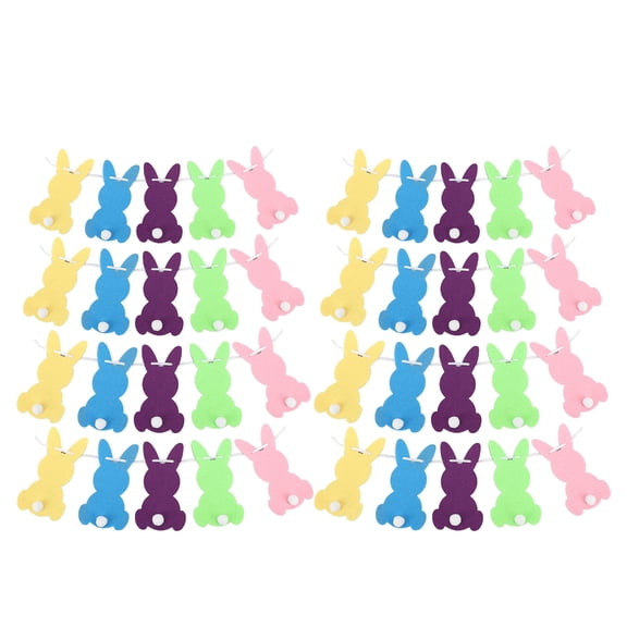 Suodoka Easter Rabbit Shape Banner Felt Bunny Garland Party Favors Home Decoration with Strings for Spring Celebration Holiday Festival Kids Room Decor Yellow Pink Green Purple Blue Multicolor Design