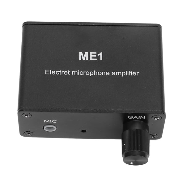 Suodoka Electret Microphone Amplifier with Adjustable Gain 0-20dB, Condenser Mic Headphone Sound Preamplifier ME1 with 3.5mm Input Interface AUX Line, Aluminum Alloy DC5-12V
