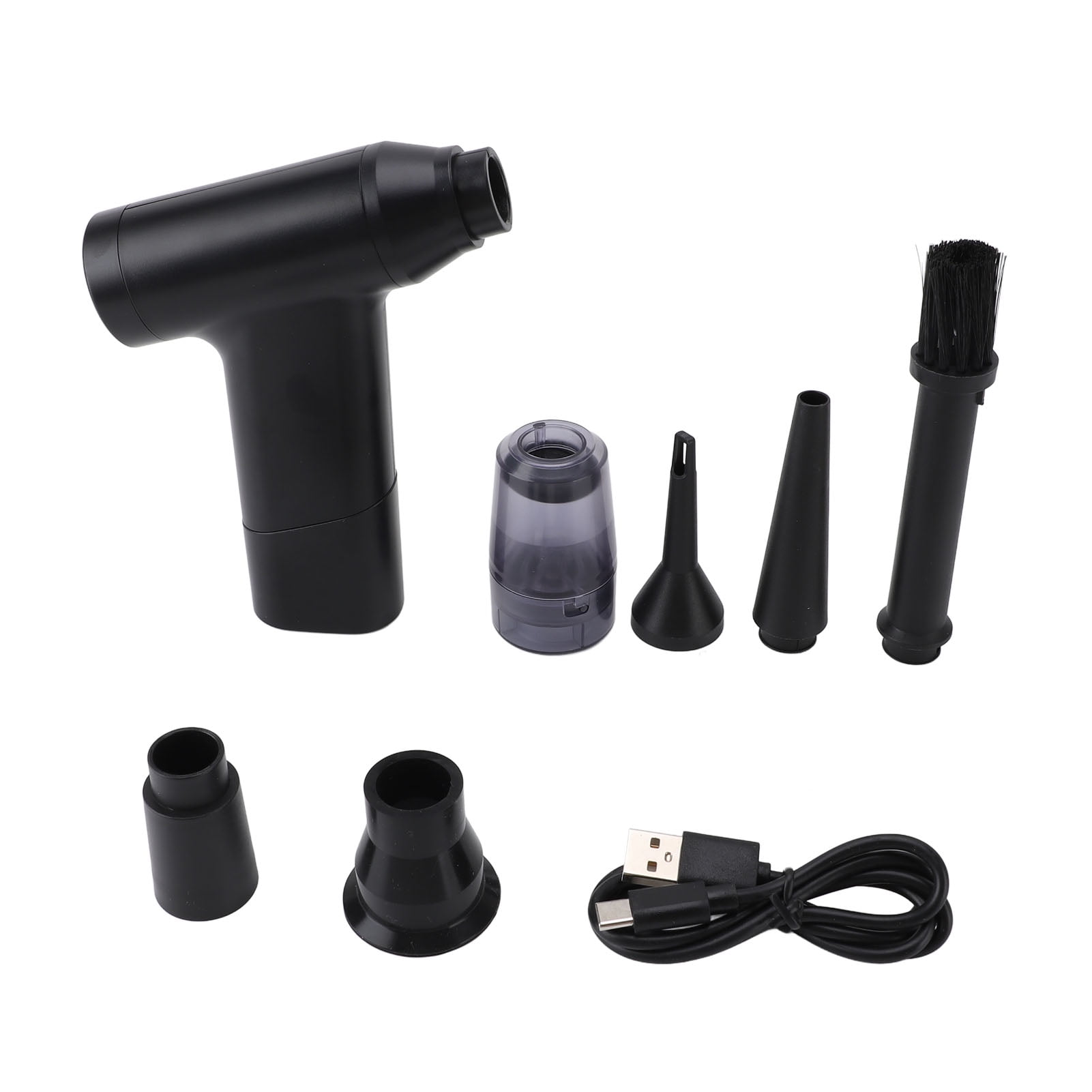 Suodoka Electric Air Duster for Keyboard Cleaning, 3.3 oz / 94g Portable Cordless Compressed Air Blower with 6 Connectors, High-Speed Duster for PC, Camera, and Inflatables