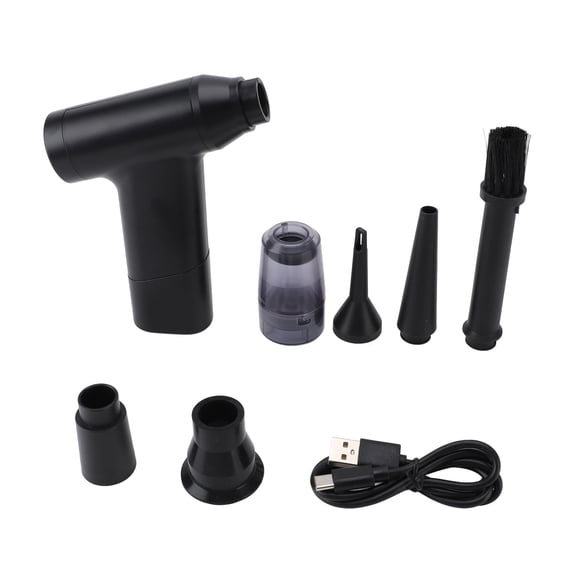 Suodoka Electric Air Duster for Keyboard Cleaning, 3.3 oz / 94g Portable Cordless Compressed Air Blower with 6 Connectors, High-Speed Duster for PC, Camera, and Inflatables