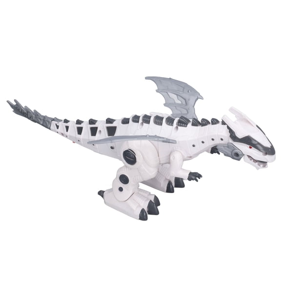 Suodoka Electric Animal Toys Walking Flashing Simulation Sound Tyrannosaurus Rex Mechanical Dinosaur Toy, White