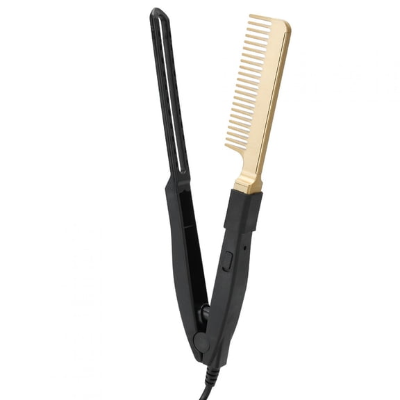 Suodoka Electric Heating Comb Wet Dry Use Hair Straightening Hot Brush Dual Voltage Styling Tool Brass Black