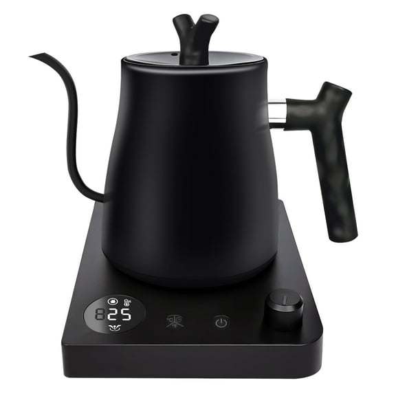 Casualife Gooseneck Electric Kettle, 28Oz Pour Over with Temp Control, 1200W Fast Boil, 36-Hour Timer, Stopwatch, Matte Black