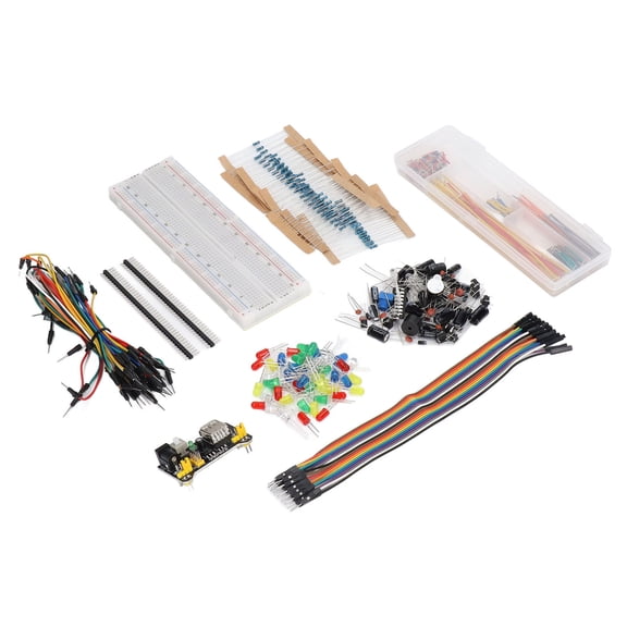Suodoka Electronics Component Kit Starter Fun Assortment with 830 Tie Points Breadboard for R3, STM32, Raspberry Pi, Ultimate Pro DIY Circuit Building Accessories Set (7.48 inches / 19 cm)