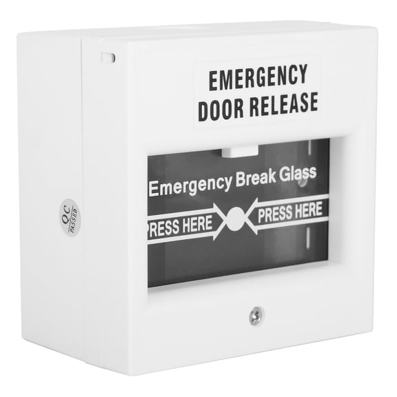 Suodoka Emergency Door Release Fire Alarm Security Glass Break Alarm Button, White Warning System For Electrical Access Control, Wall Mount Safety Device With Installation Kit, 1 Pack