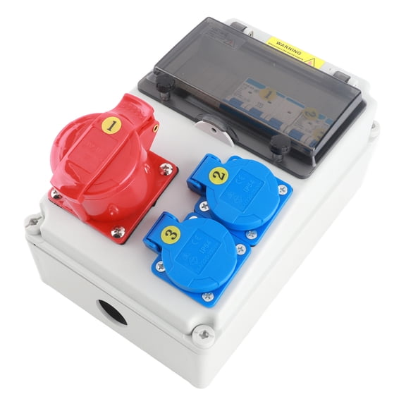 Suodoka European Style Industrial Waterproof Power Distribution Socket Box 11.8 in / 30 cm Portable Outdoor Electrical Outlet Station with C16 Circuit Breaker 2-Core 220V & 5-Core 380V